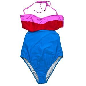5-100 DIANE VON FURSTENBURG Women's Swimsuit Christye One Piece Colorblock  M